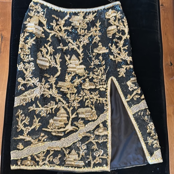 RARE Vintage Escada fully Sequined and Lined skirt sz 38 - Picture 2 of 5